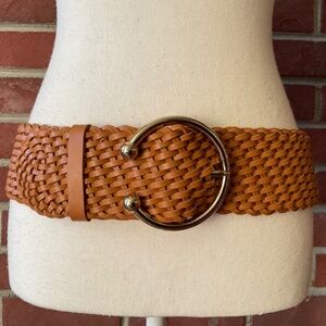 NEW J.McLaughlin Merriwether Tan Woven Leather Adjustable Belt Size M/L NWOT